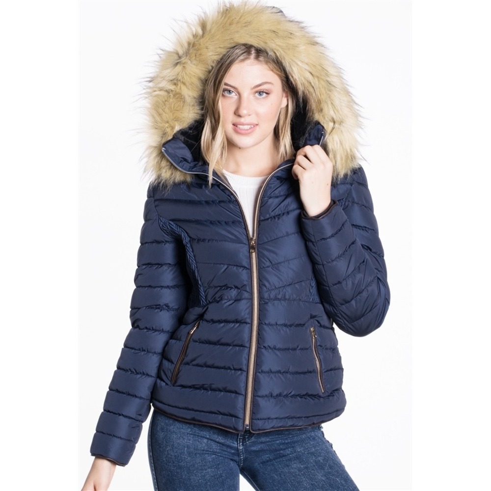 Snobbish Collection Women's Sz Large Puffer Jacket with Detachable Faux Fur Hood